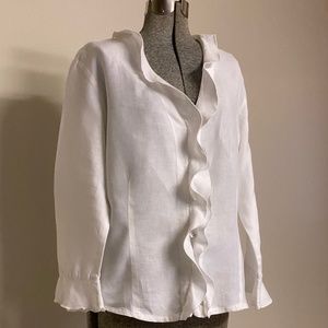White linen CUT LOOSE blouse